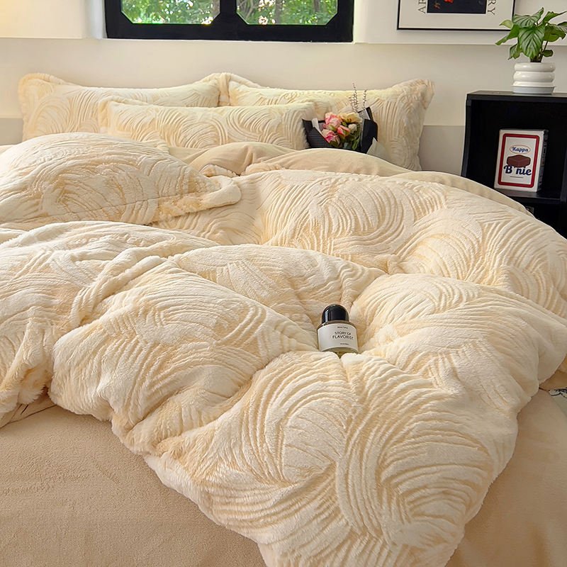 New Light Luxury Milk Velvet Embroidered Modern Style Four-Piece Bed Sheets