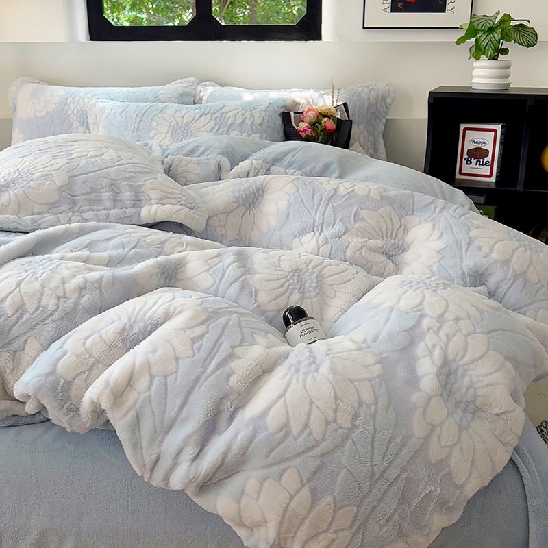 New Light Luxury Milk Velvet Embroidered Modern Style Four-Piece Bed Sheets