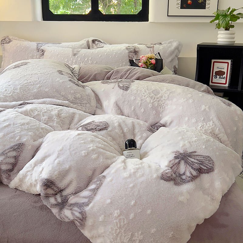 New Light Luxury Milk Velvet Embroidered Modern Style Four-Piece Bed Sheets
